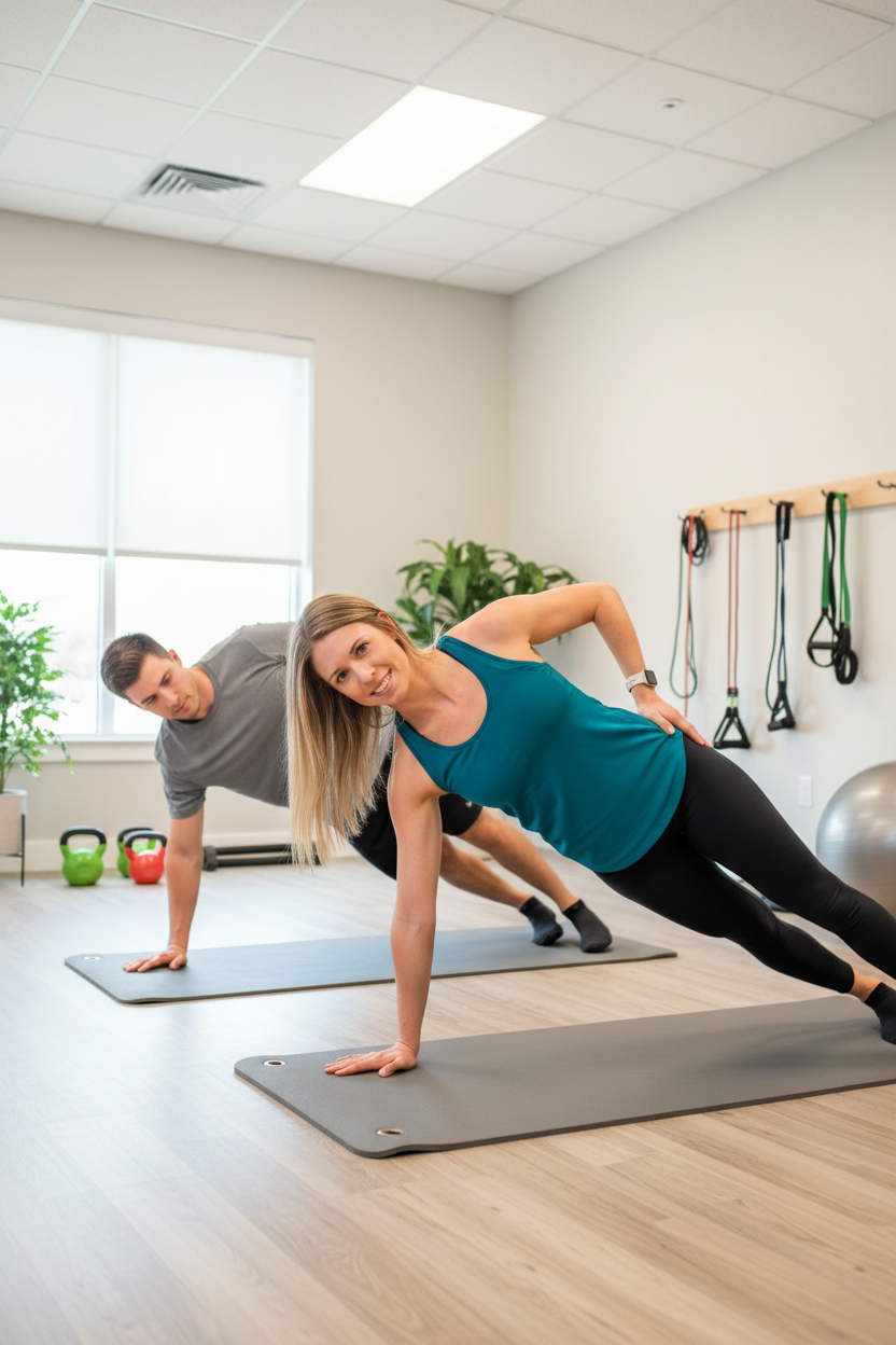 Juno Beach physical therapy patient performing corrective exercise with expert therapist guidance for optimal performance